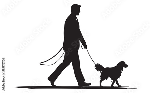 silhouette of a man with his dog
