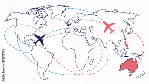 Global Air Travel Routes Illustrated.