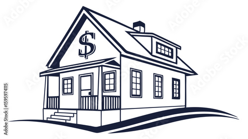 House Illustration Featuring Dollar Sign Symbolizing Real Estate Investment.