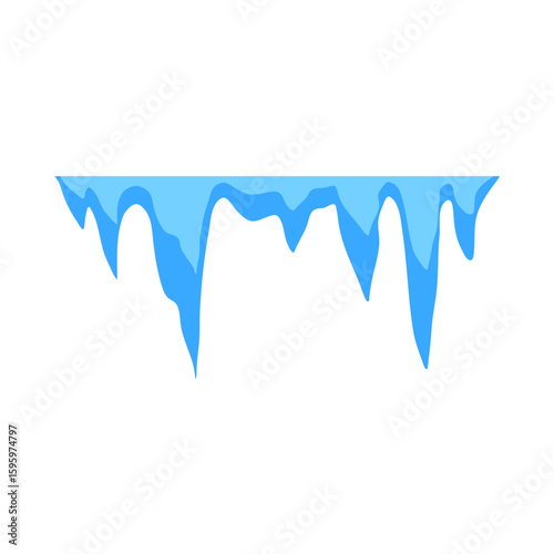 Cave stalactites and stalagmites crystal ice. Vector illustration 