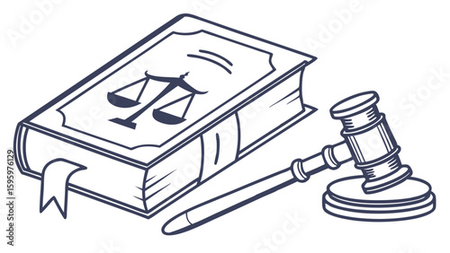 Law Book and Gavel Depicting Justice and Legal System.