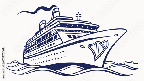 Majestic Cruise Ship Silhouette on Water.