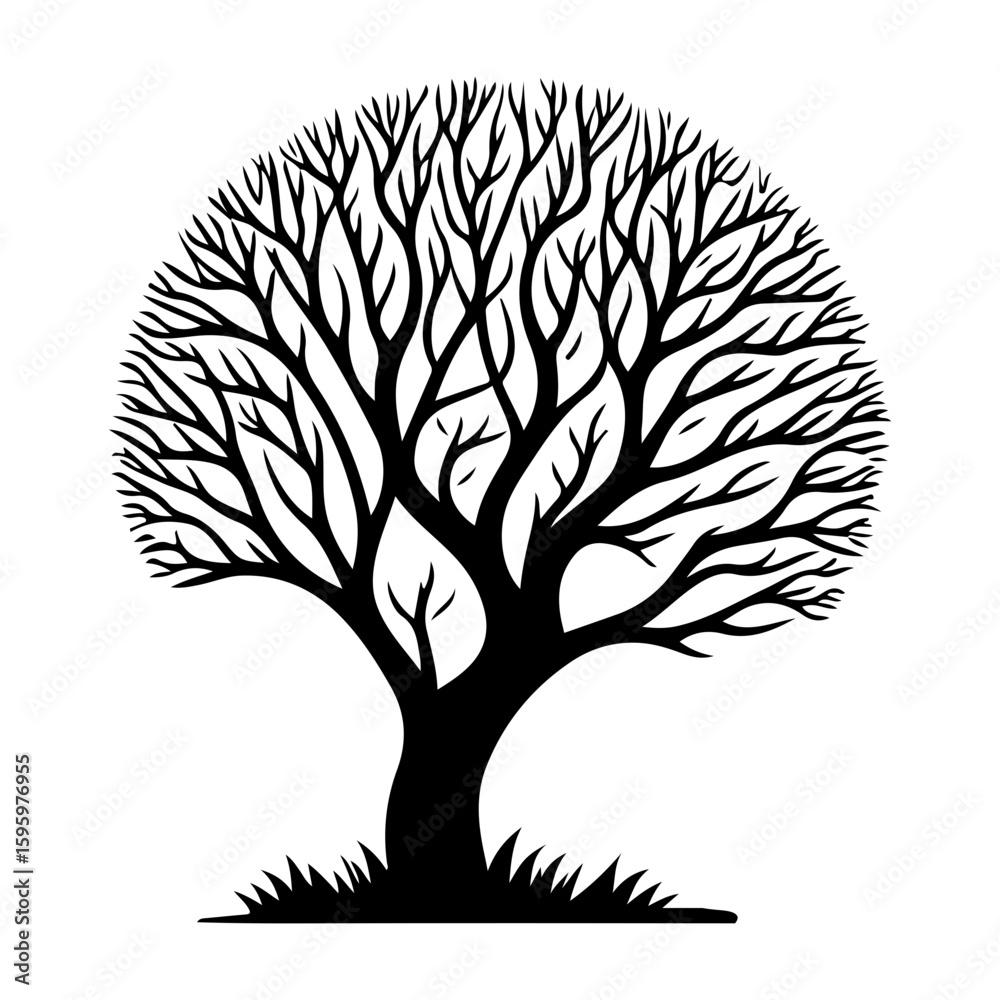 Naklejka premium tree with leaves and roots showing on white background