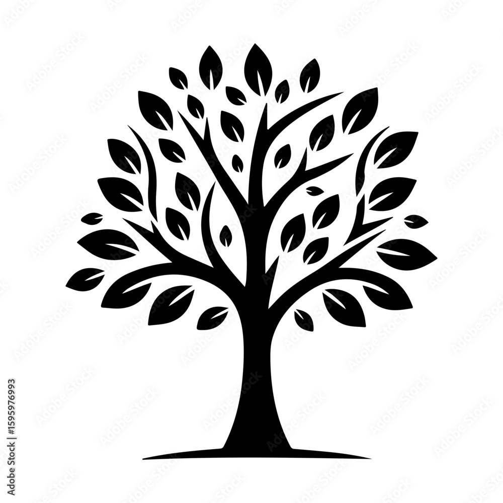 Fototapeta premium Tree and roots vector, abstract tree logo with circle shapes