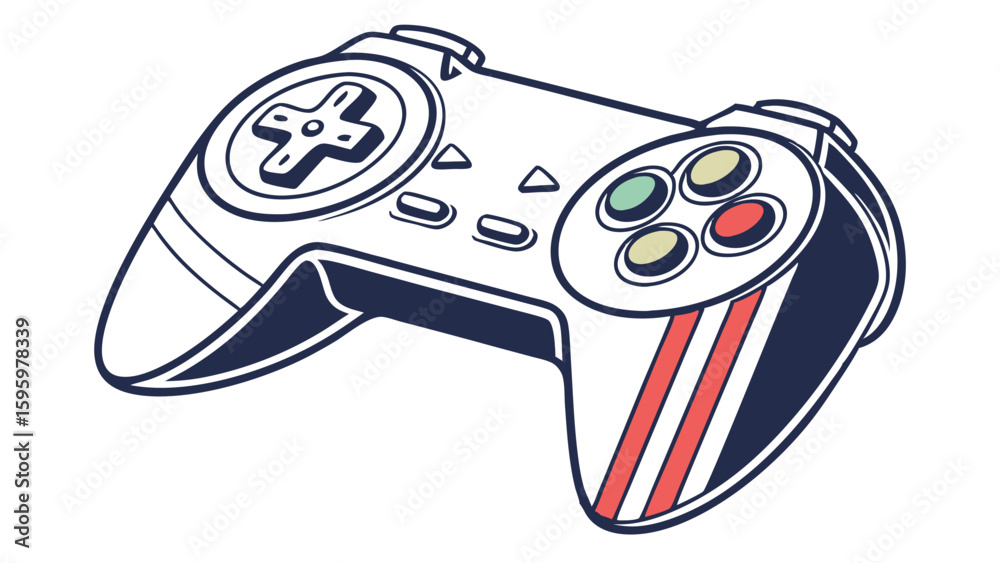 Obraz premium Stylized Video Game Controller Illustration with Buttons and Directional Pad.