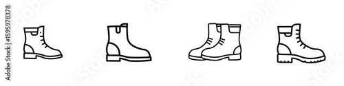 Set of 4 cutout boot SVG icons on transparent background