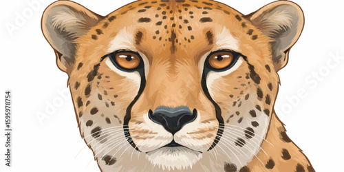 Cheetah Face Vector Portrait with Sharp Detail
