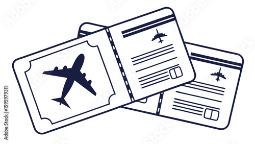 Vector Illustration of Airplane Tickets for Air Travel.
