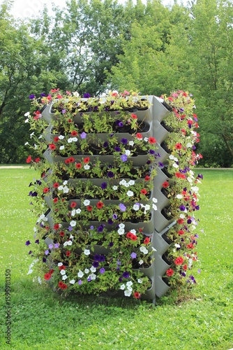 Beautiful multi-level flower bed. Russia.