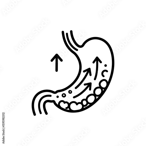 GERD Reflux Arrows for Digestive Disorder Illustration