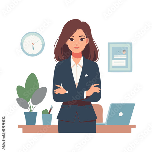 business woman standing confidently with arms crossed