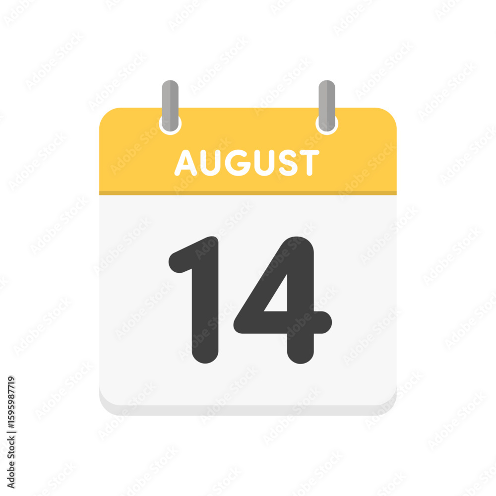 Fototapeta premium 8月14日・August 14の日めくりカレンダーのアイコン - 8/14の日付入りの暦のデザイン素材