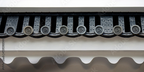 detail of tile and roof of the castle of osaka -Japan-