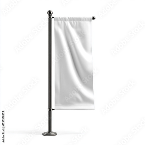 Advertisement Banner Flag Mockup Isolated on White Background