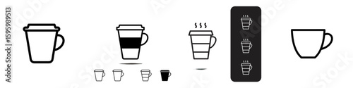 Coffee cup icon set SVG on transparent background, cut out
