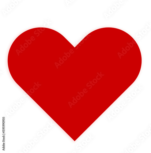 PNG Bright Red Heart Shape Icon with Bold Outline on Transparent Background – Love, Romance, Valentine’s Day, Passion Symbol
