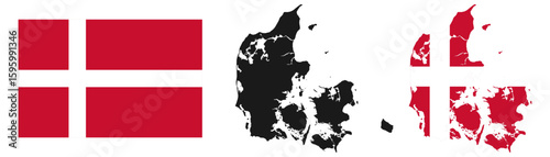Denmark flag and map vector illustration Free Download Denmark flag and map vector illustration - GFXLoad