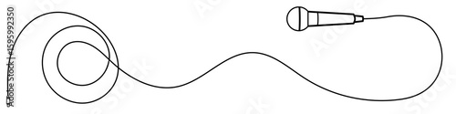 black microphone with cable, simple line art clip art preview