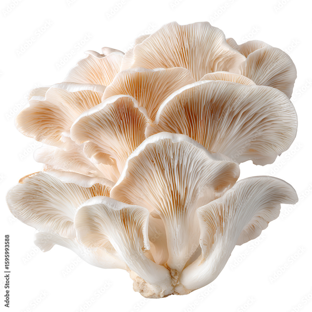 Fresh White Oyster Mushrooms Cluster on Transparent Background Fresh White Oyster Mushrooms Cluster on Transparent Background