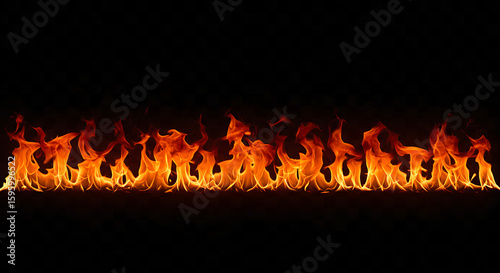 Horizontal line of orange and yellow flames against a black background.
