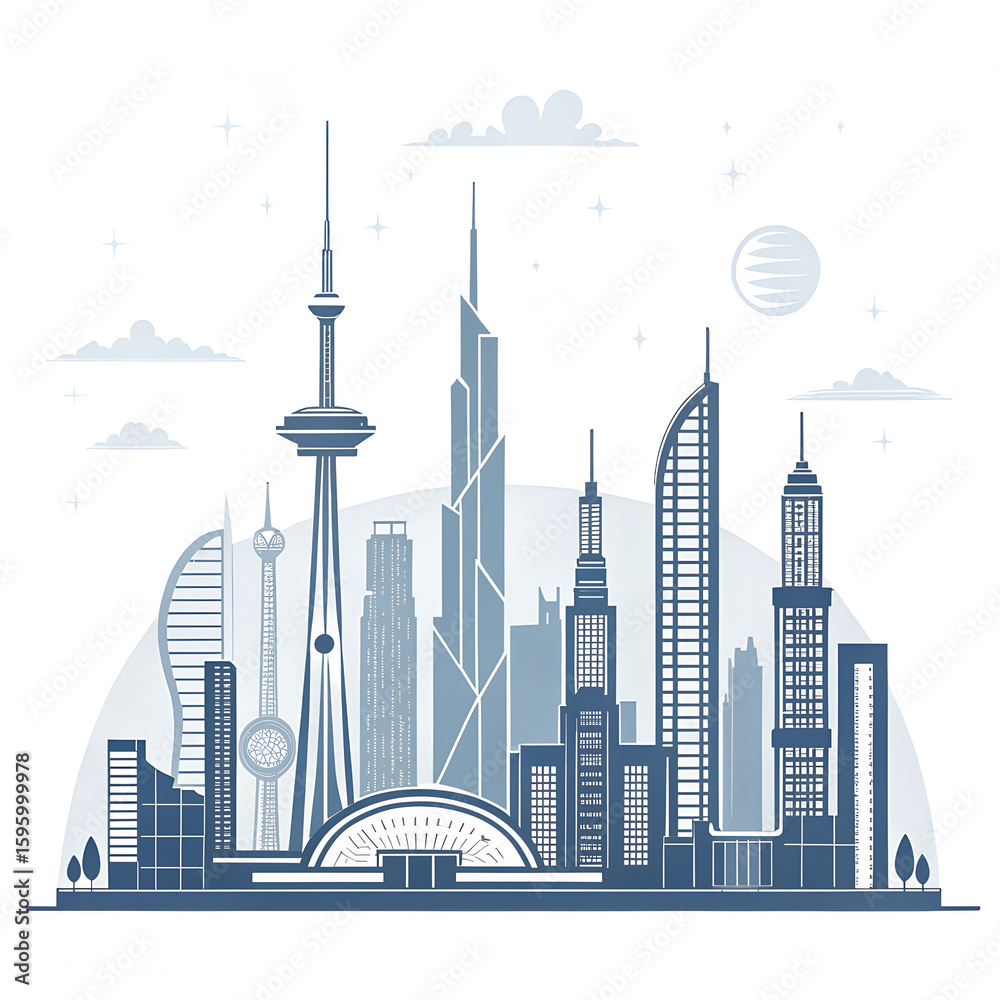 Obraz premium city skyline vector illustration