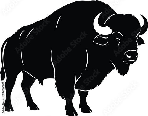 Vector art of buffalo silhouette isolated on transparent background
