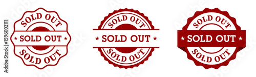 Sold out red stamp badge label design
