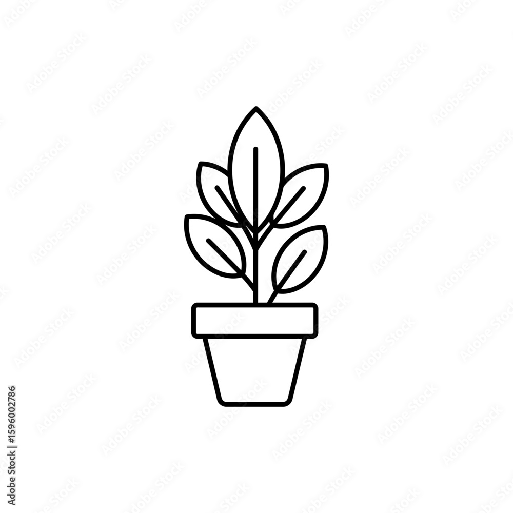 Minimal line icon of decorative indoor plants in pots Minimal line icon of decorative indoor plants in pots