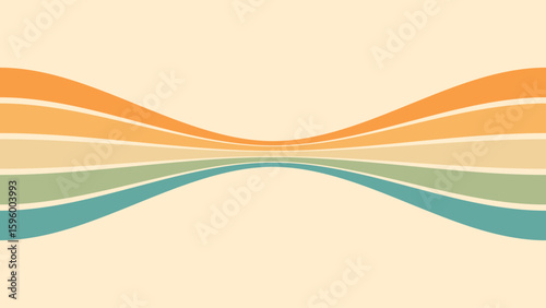 Abstract background of rainbow groovy Wavy Line design in 1970s Hippie Retro style. Vector pattern ready to use for cloth, textile, wrap and other.
