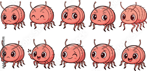vector illustration of flea cute cartoon mascot character cartoon with 10 poses 