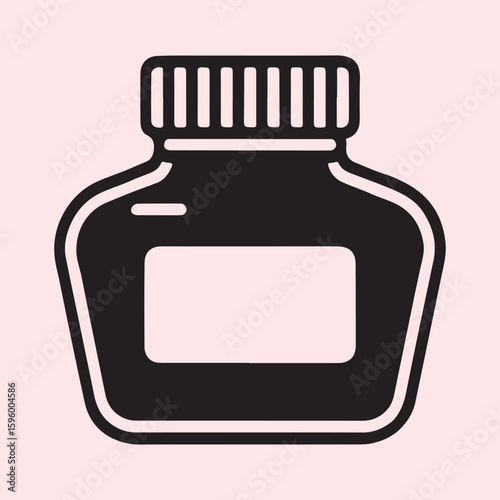 Simple black ink bottle icon.
