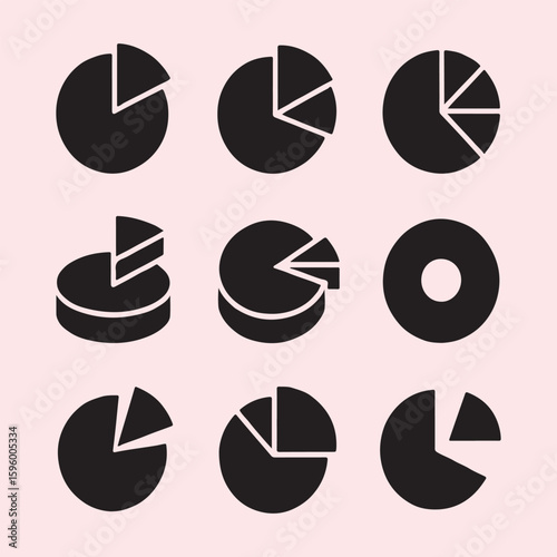 Collection of Flat Pie Chart Icons
