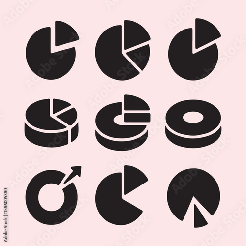 Collection of Flat Pie Chart Icons
