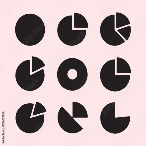 Collection of Flat Pie Chart Icons
