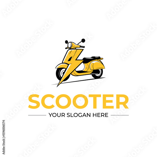 Modern Yellow Electric Scooter Logo Design for Delivery or Ride-Sharing Company