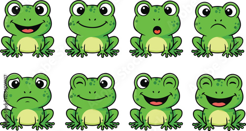 vector illustration frog toad amphibian funny cute cartoon mascot character cartoon with 8 poses 01