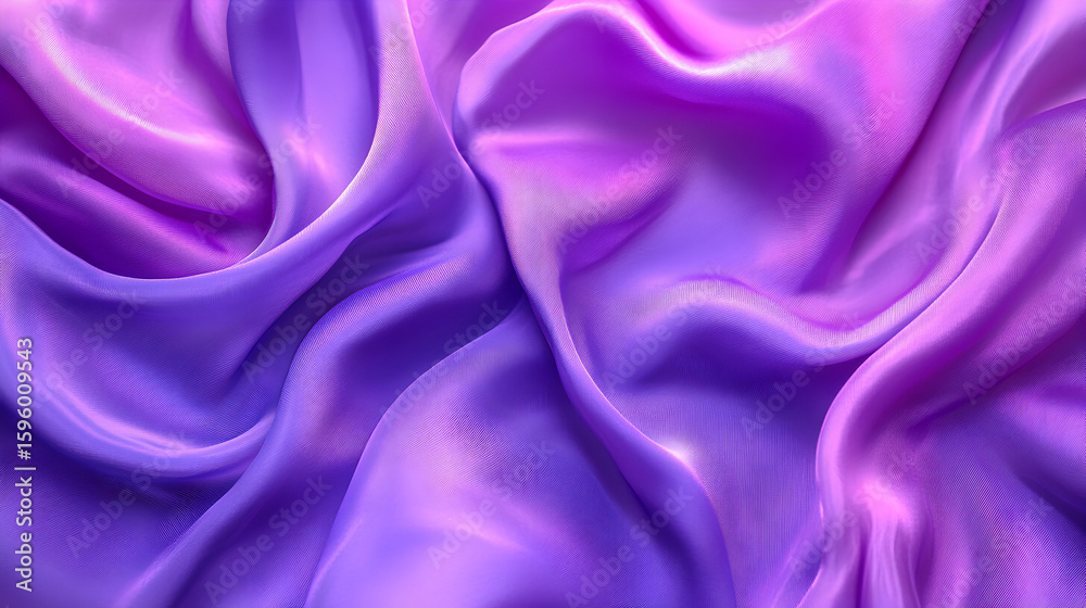 Obraz premium Close-up of purple and lavender silk fabric with folds and wrinkles.