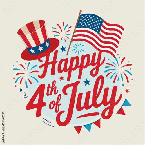 Clean and modern vector  happy fourth of july independence day celebration american flag patriotic holiday party vector graphic design