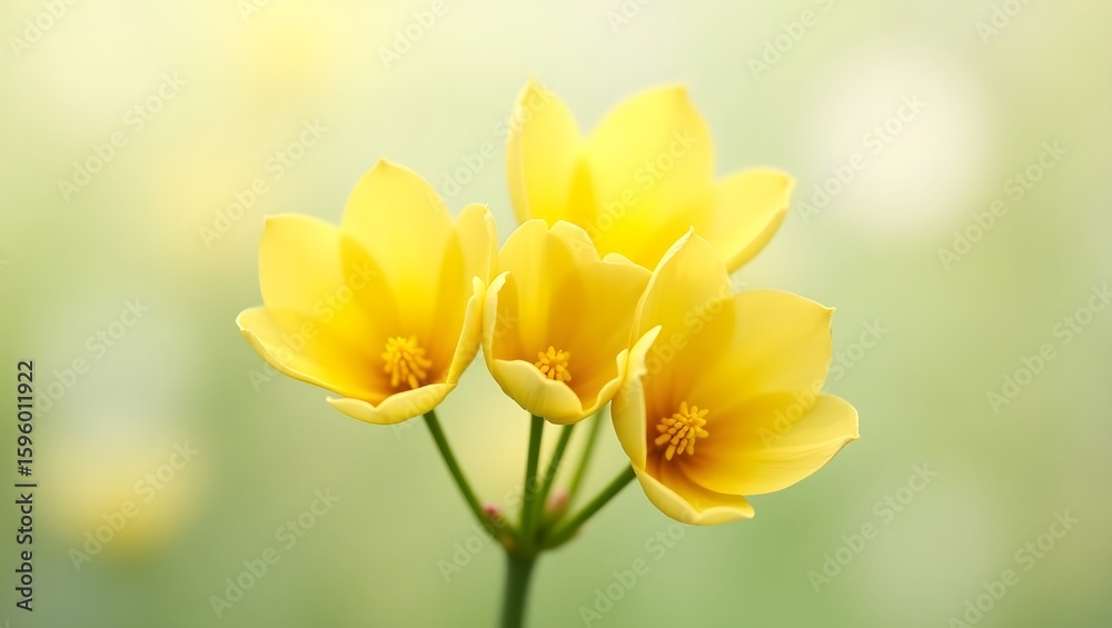 Fototapeta premium A lone yellow flower rises above a field filled with numerous yellow blossoms