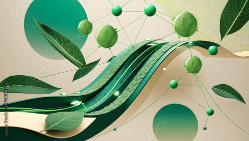 Abstract Background Showing Sustainable Tech Flow in Green Gradient