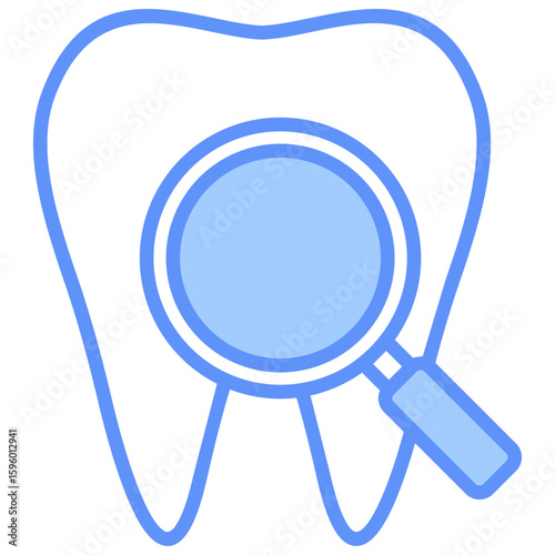 Check Teeth Outline Blue Color Icon