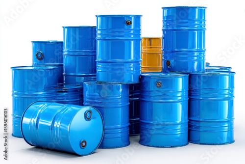 Stacked blue and yellow metal drums