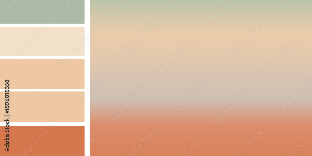 Fototapeta premium Soft mint green and light brown terracotta beige gradient background with color palette.
