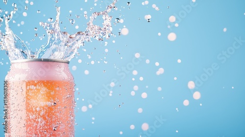 Bubble Soda can being opened with visible bubbles bursting out.