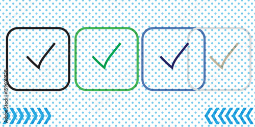 Colorful Check Marks Symbolizing Completion and Verification in Modern Design