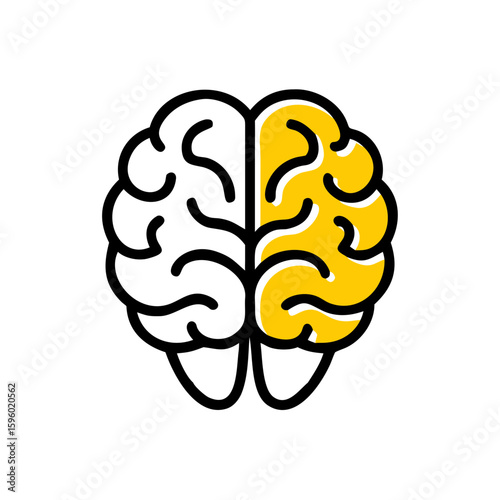 A brain icon with one hemisphere highlighted in yellow, in a flat, outlined style. It's ideal for websites or blogs on topics like thinking, creativity, learning, psychology, or problem-solving.

