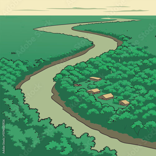 Aerial view of the river free online design.