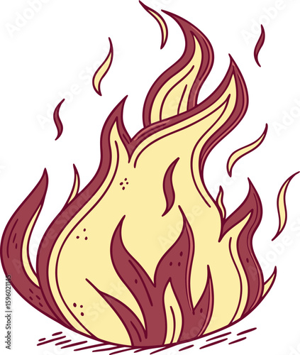 Vibrant vector illustration of hot burning fire flames, a fiery symbol of heat and danger