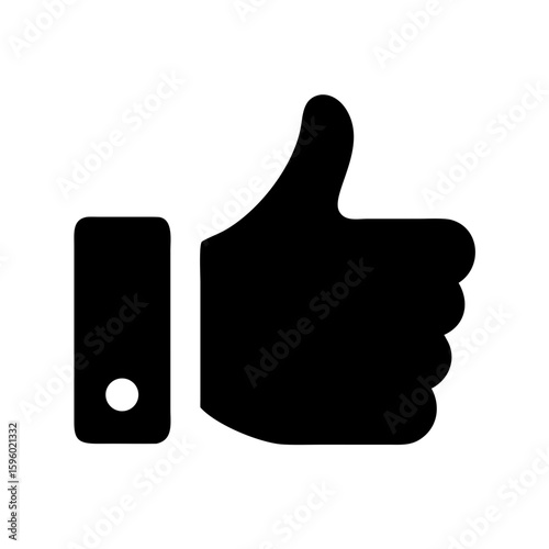solid fill icon of a thumbs-up gesture, perfect for websites and blogs to signify approval, liking content, positive feedback, or social media engagement