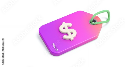 3D Render of Price Tag with Dollar Sign Gradient Colors